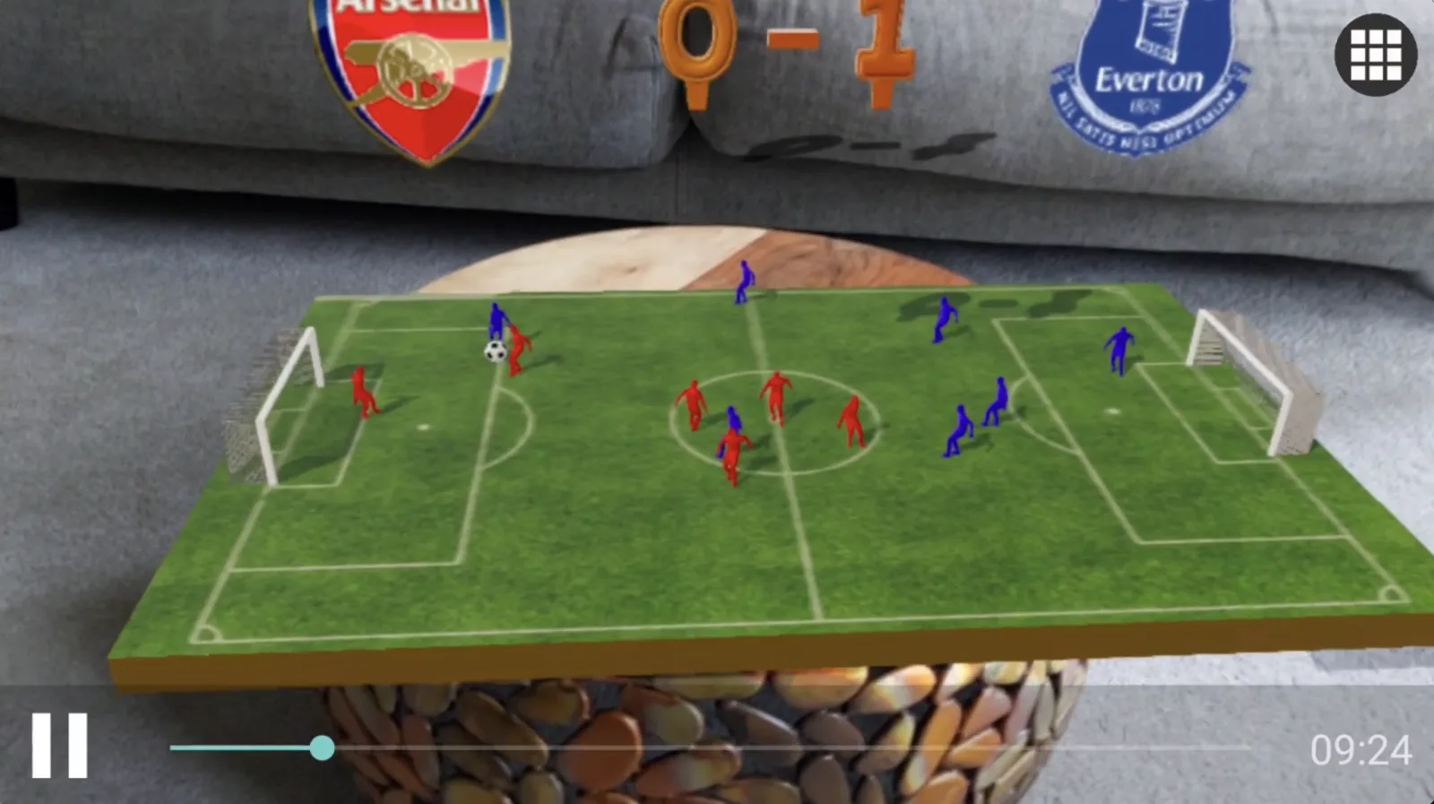 AR table football prototype on a tabletop