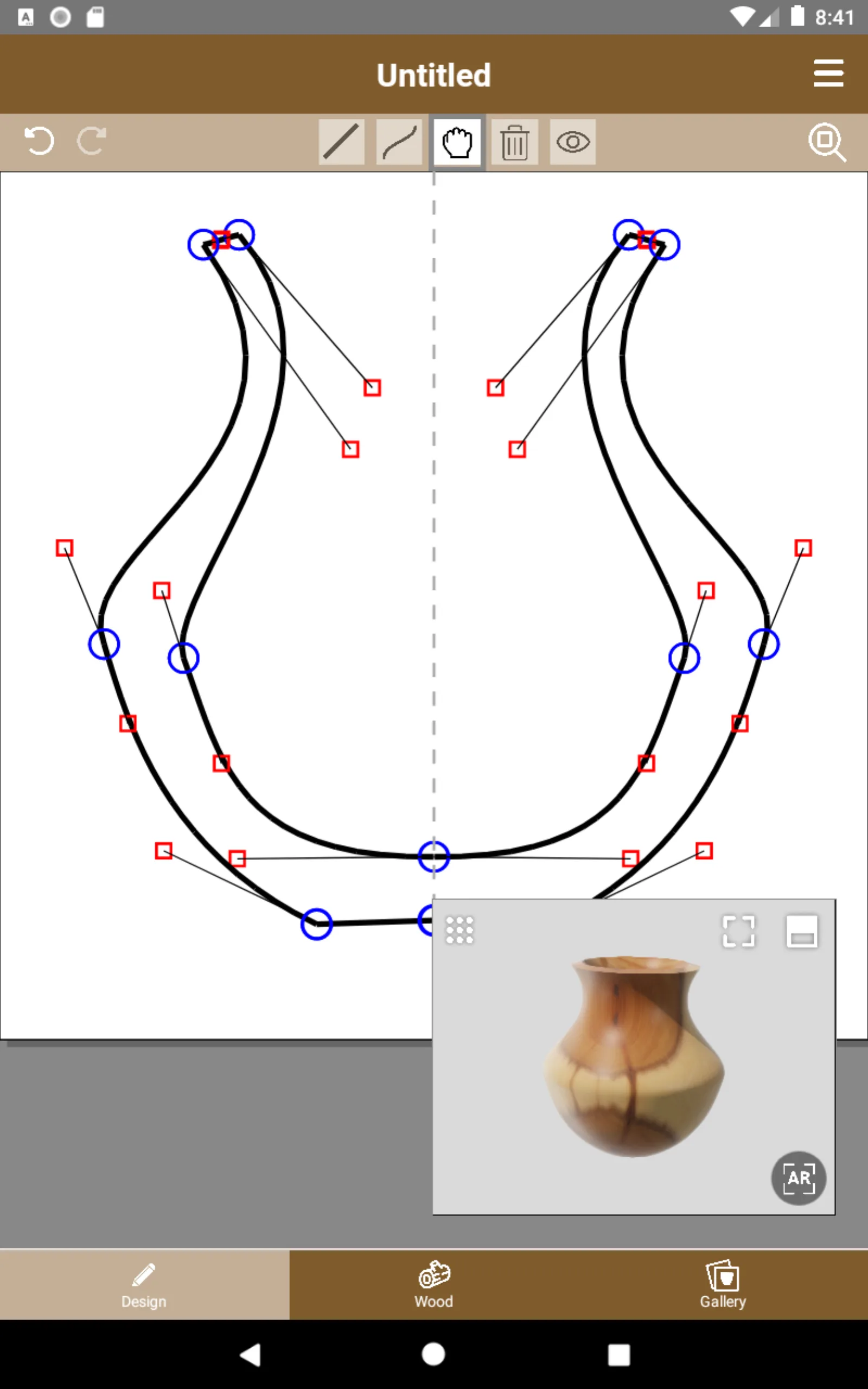 Creative Woodturner docked 3D preview over the design canvas