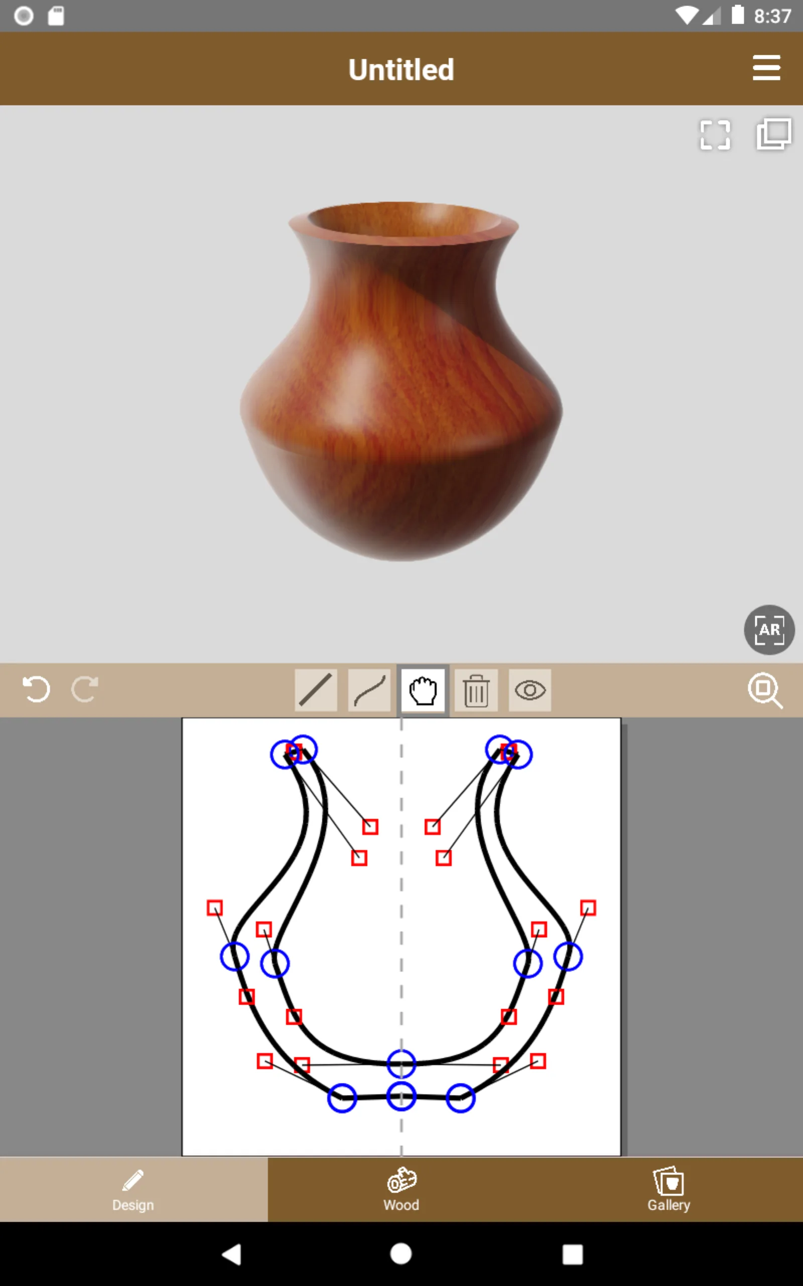 Creative Woodturner Android editor with live 3D model preview