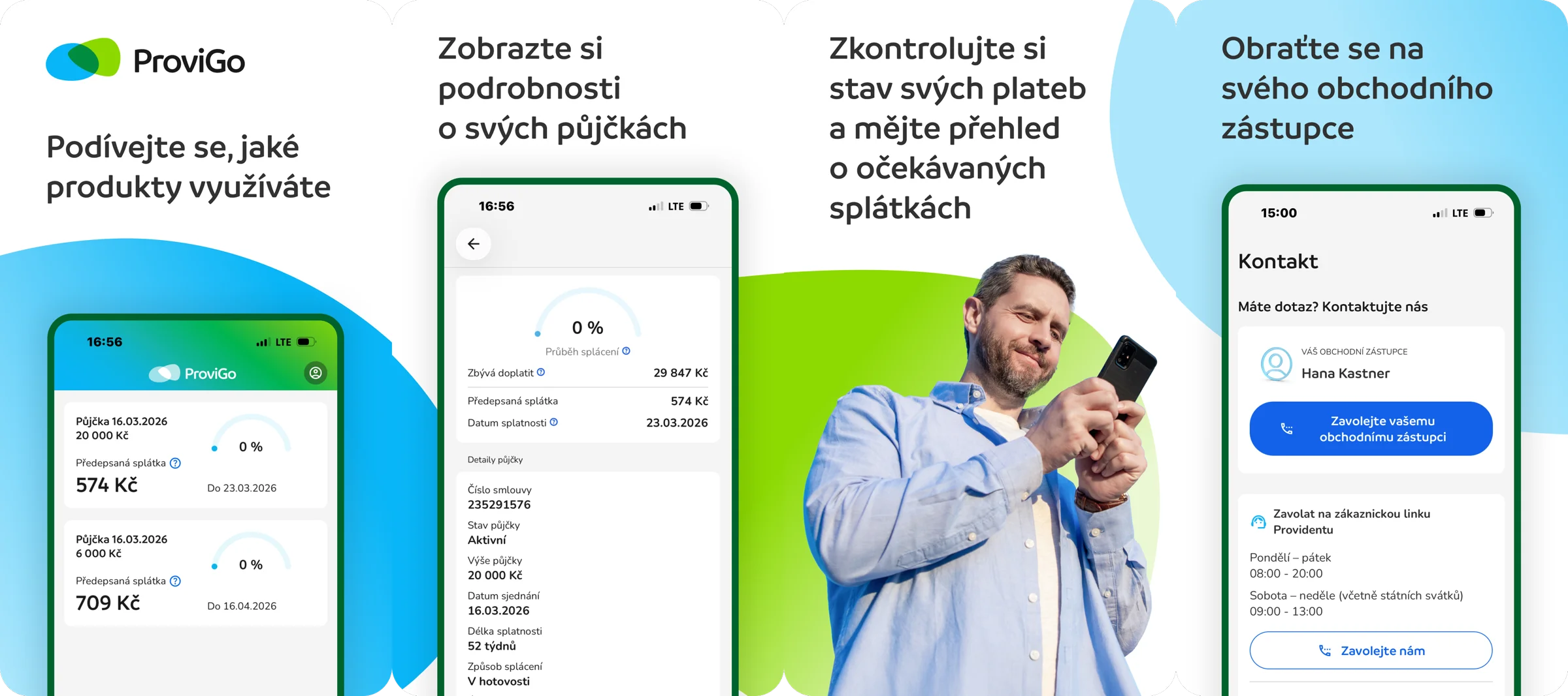 ProviGo mobile finance application screens