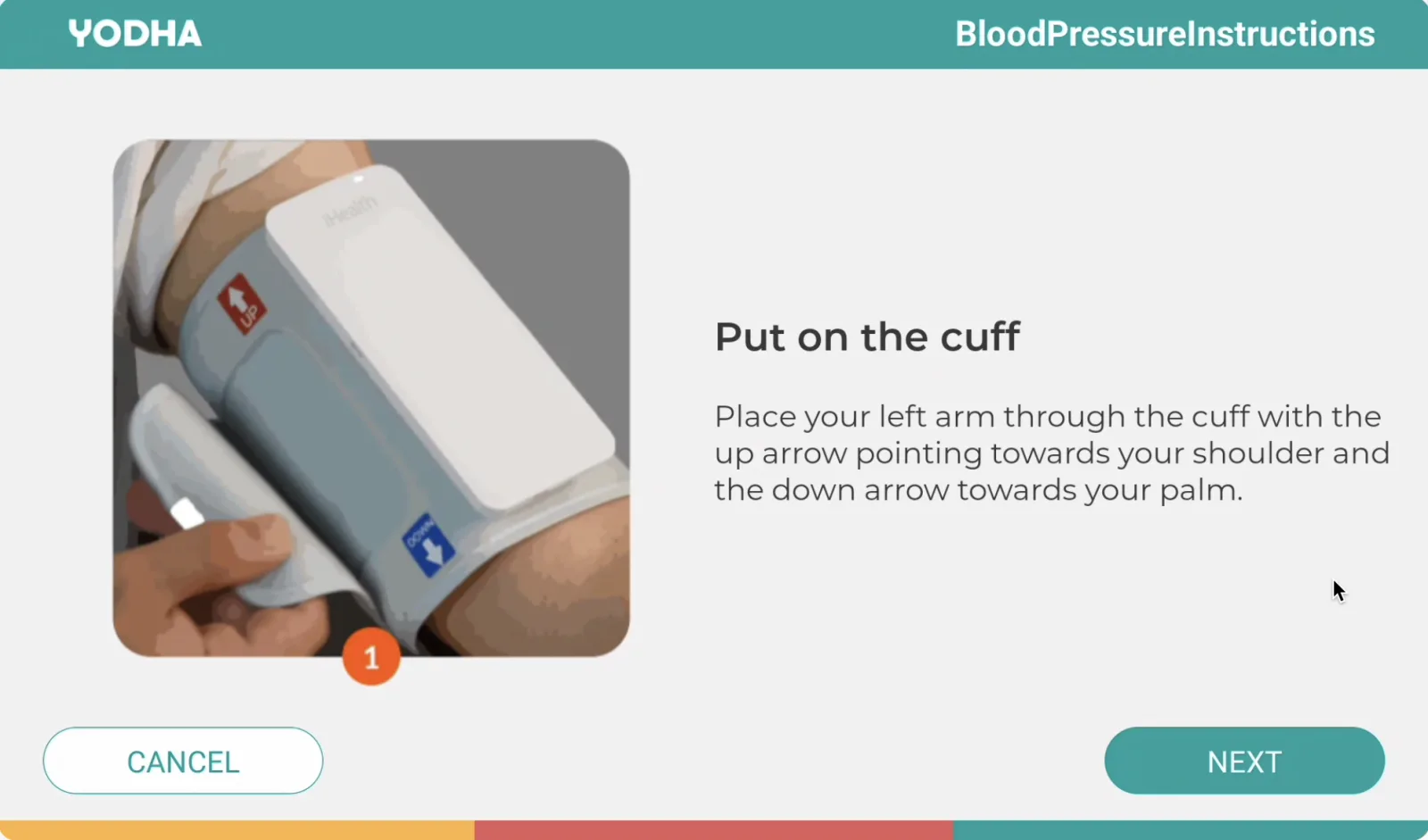 Latus blood pressure instructions screen