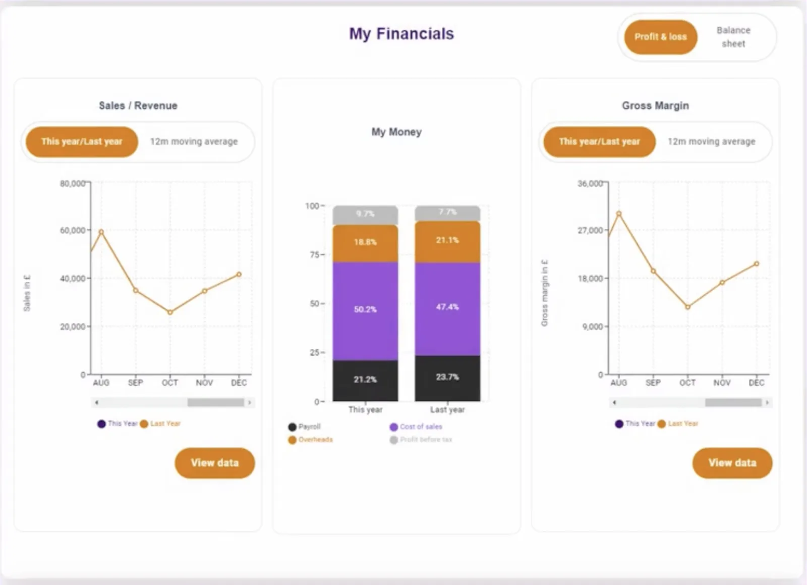 MagnifyB financial charts and trend views