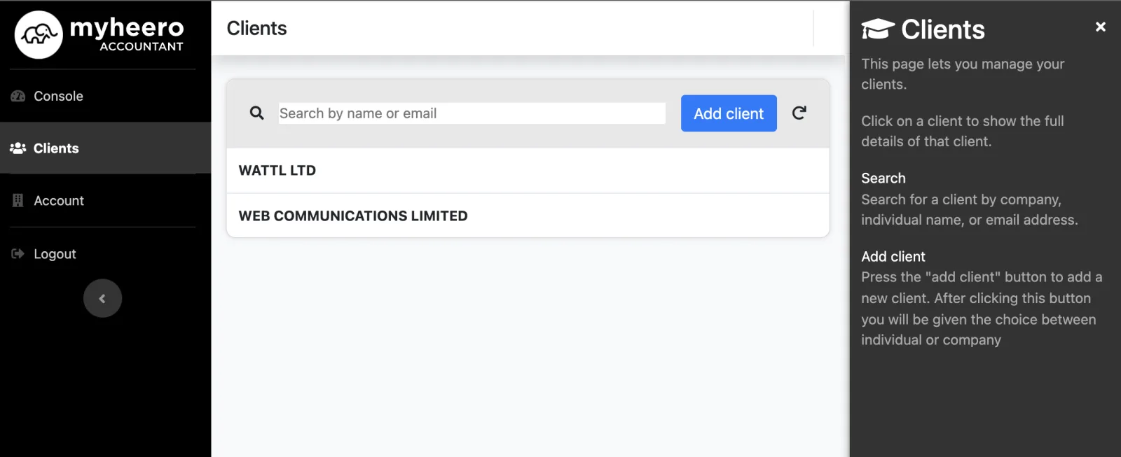 Myheero client deadline management interface